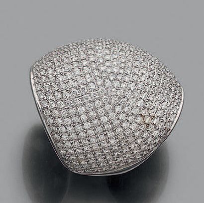 null Bague boule en or gris 750 millièmes entièrement pavée de diamants ronds de...