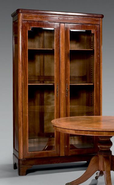 Large mahogany bookcase with two bevelled...