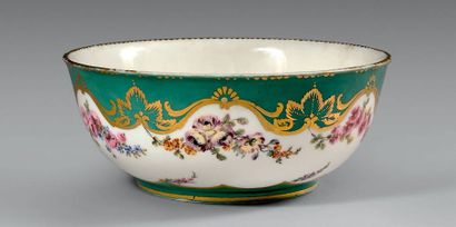 SÈVRES Circular bowl decorated with garlands of scalloped flowers in a reserve surrounded...