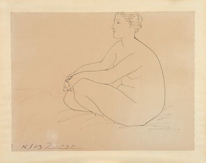 Pablo Picasso (1881-1973) 
Naked woman sitting, 1943
Ink drawing, signed and dated...