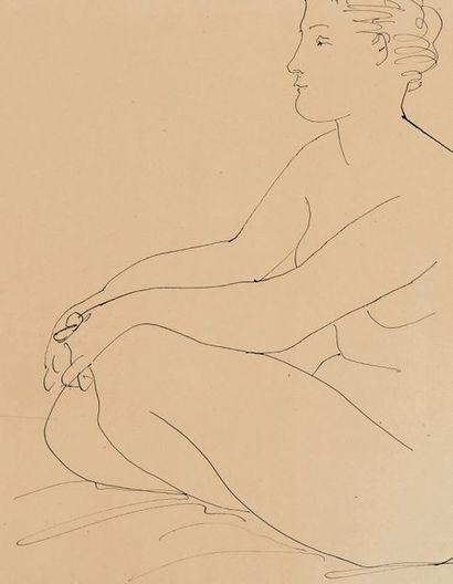 Pablo Picasso (1881-1973) 
Femme nue assise, 1943
Dessin à l'encre, signé et daté...