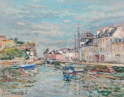 Jean RIGAUD (1912-1999) 
Belle-Île, le Palais, le port, 1996
Huile sur toile, signée...