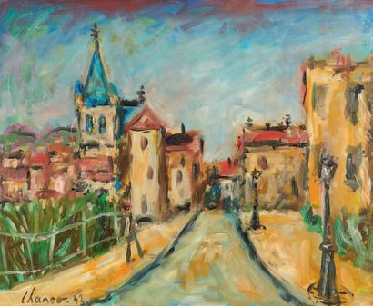Roland CHANCONNIER dit CHANCO (1914-2017) 
Rue Saint-Basile Huile sur toile, signée...