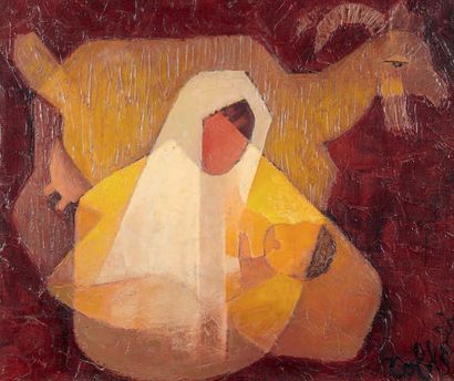 Louis TOFFOLI (1907-1999) 
Maternité à la chèvre
Huile sur toile, signée en bas à...