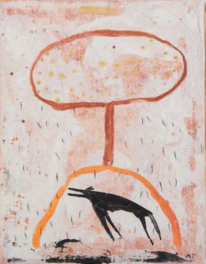 Anne THOLSTRUP (née en 1952) 
Le loup, 1994
Huile sur toile, signée des initiales...