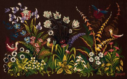 Philippe HECQUET (né en 1937) 
Wild
flowers Aubusson tapestry signed in the weft,...