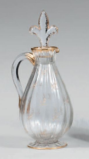 DAUM Decanter. Industrial print proof made of transparent white glass. Decoration...