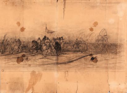 Eugène FROMENTIN (1820-1876) Fantasia, Oriental Horse Riders
Set of six black pencil...
