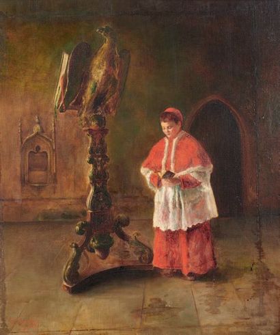 F. BOUDET The altar boy, 1911
Oil on canvas, signed and dated lower left.
(Restorations).
73...