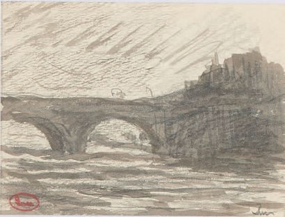 Maximilien Luce (1858-1941) La Seine à Paris
Lavis d'encre, signed below right and...