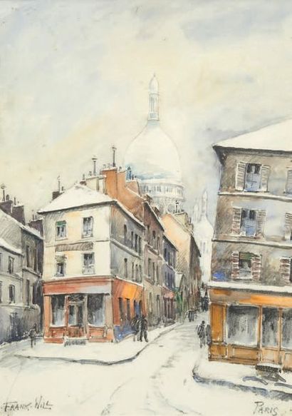 FRANK WILL (1900-1951) Paris, Montmartre, le Sacré-Coeur
Aquarelle sur traits de...