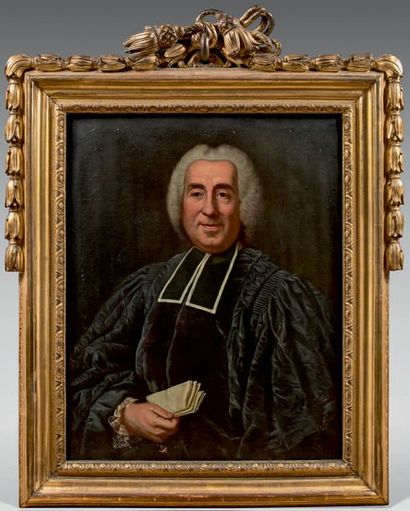École FRANÇAISE du XVIIIe siècle 
Portrait de magistrat
Huile sur toile.
80 x 63...