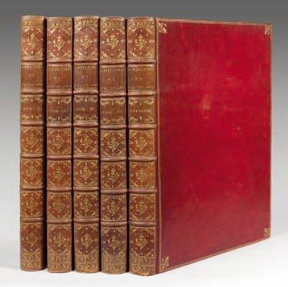 HERCULANUM et Pompéi Ensemble de 5 volumes italiens grand in-folio en reliure homogène...