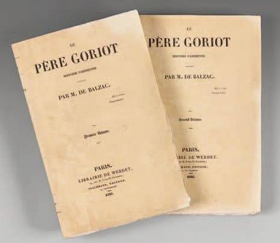 BALZAC (Honoré de) Le Père Goriot. Histoire parisienne. Paris, librairie de Werdet...