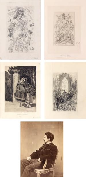 ROPS (Félicien) Ensemble comprenant un dessin original et 162 estampes, dont 11 signées,...