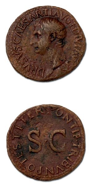 null DRUSUS, fils de Tibère († 23) As (22-23).
Sa tête à droite. R/ Légende et SC.
C....