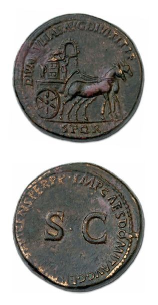null JULIA TITI, fille de Titus († 89) Sesterce. Frappé sous Domitien (92-94).
Carpentum...