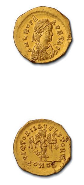 null LEON Ier (457-474) Trémissis. 1,41 g. Constantinople.
Son buste diadémé, drapé...