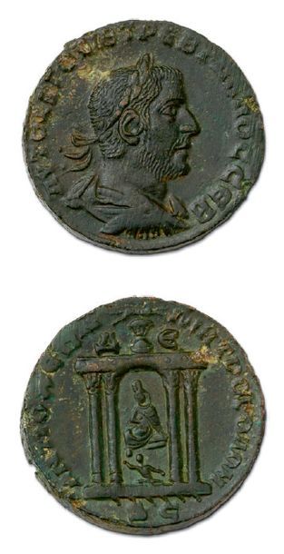 null TREBONIEN GALLE (251-253) Grand bronze colonial. Antioche.
Son buste lauré,...
