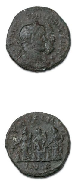 null MAXIMIEN HERCULE (285-305) Denier. Lyon (293).
Les bustes de Maximien et Hercule...