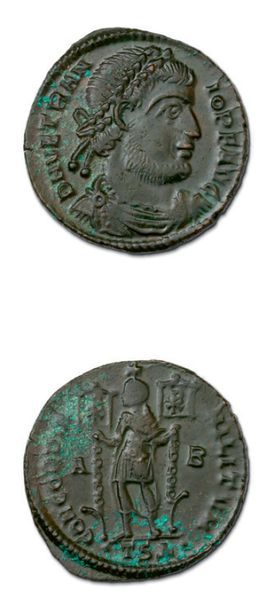 null VETRANION (350) Maiorina. Thessalonique (350).
Son buste barbu, diadémé et cuirassé...