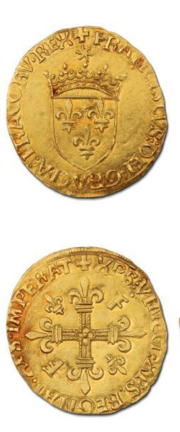 null FRANÇOIS Ier (1515-1547) Écu d'or au soleil, 5e type. Montpellier.
D. 775. TTB...