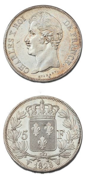 null CHARLES X (1824-1830) 5 Francs. 1828. Lille.
Quart de franc: 2 exemplaires....
