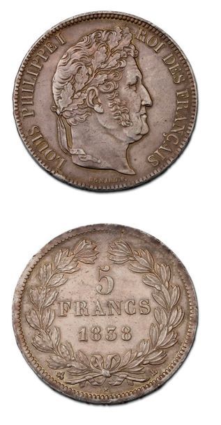 null 5 francs. 1838. Rouen.
Joint 5 francs Hercule 1848 Paris (Deuxième République).
G....