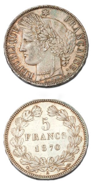 null GOUVERNEMENT de DÉFENSE NATIONALE (1870-1871) 5 francs Cérès, sans légende....