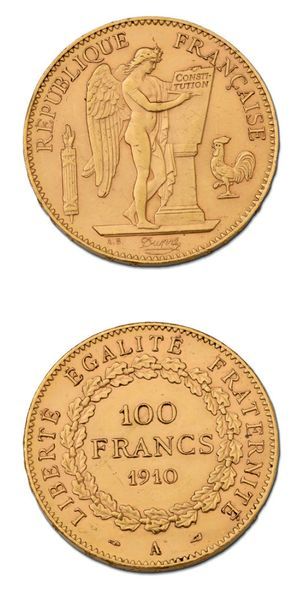 null TROISIÈME RÉPUBLIQUE (1871-1940) 100 francs or, type Génie. 1910. Paris.
G....