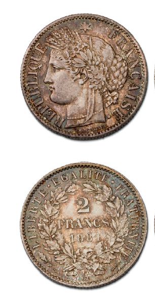 null 2 francs Cérès. 1881. Paris.
1 franc Cérès. 1872. Paris (petit A).
G. 530a et...