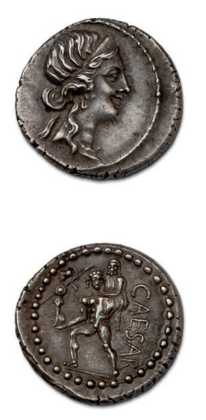 null JULES CÉSAR († 44 av. J.-C.) Denier.
Tête de Vénus à droite.
R/ Énée portant...