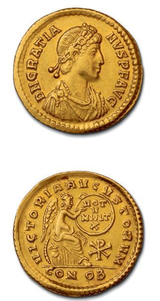 null GRATIEN (367-383) Solidus. 4,44 g. Constantinople (368).
Son buste diadémé et...
