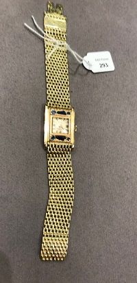 SIBER Montre bracelet de dame en or jaune 750 millièmes, la montre rectangulaire...