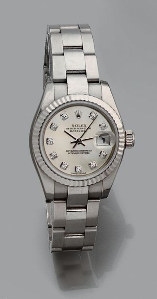 ROLEX Datejust. Ref. 179179, n° Y467027.
Montre bracelet de dame en or blanc 18k...