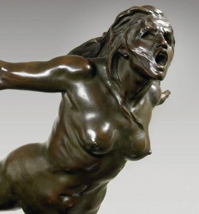 Raoul LARCHE (1860 - 1912) La tempête et ses nuées Grande épreuve en bronze à patine...