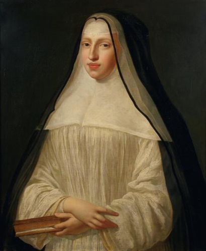 Attribué à Alexis Simon BELLE (1674-1734) Portrait d'une carmélite Huile sur toile,...