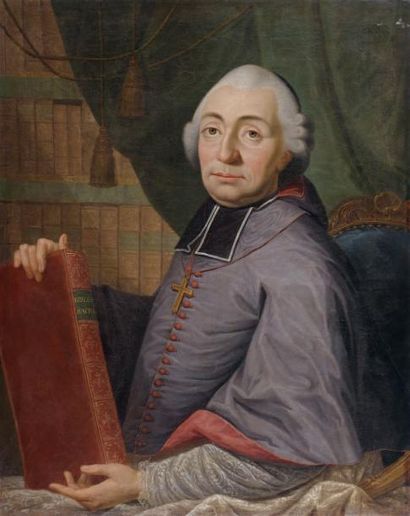 ÉCOLE FRANÇAISE du XVIIIe siècle Portrait d'un Abbé tenant la Bible Huile sur toile,...