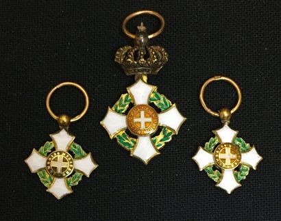 null Italy, Kingdom - Military Order of Savoy, founded in 1815, set of three miniatures...