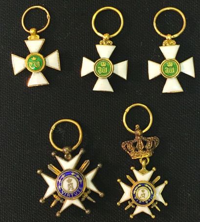 null Luxembourg - Set of five miniatures without ribbon: Order of the Crown of Oak,...