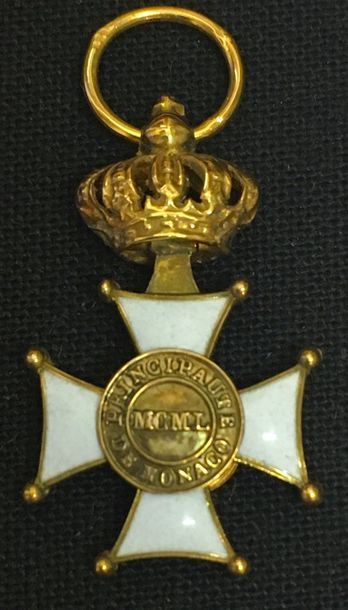 null Monaco - Ordre des Grimaldi, fondé en 1954, réduction d'une croix d'officier...