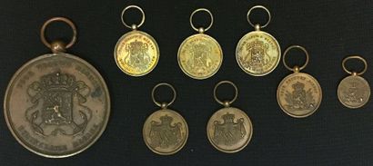 null Pays-Bas - Lot de huit médailles d'ancienneté: six pour la marine royale, une...