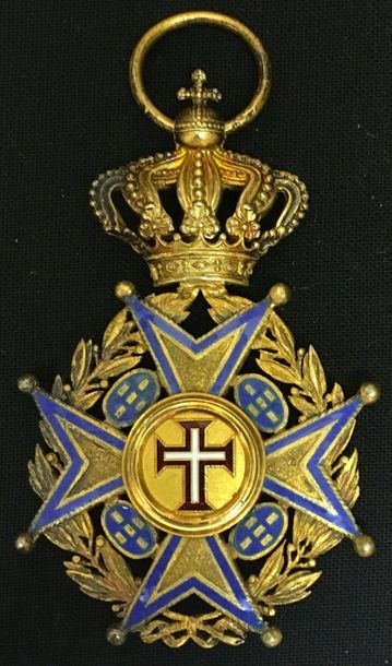 null Portugal - Ordre du Christ, croix de chevalier dite «du type militaire» en vermeil...