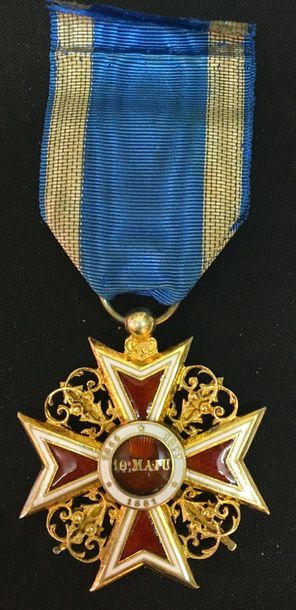null Roumanie - Ordre de la Couronne, croix d'officier du premier type à titre militaire...