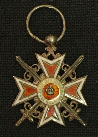 null Roumanie - Ordre de la Couronne, miniature d'une croix de chevalier du premier...