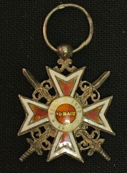 null Roumanie - Ordre de la Couronne, miniature d'une croix de chevalier du premier...