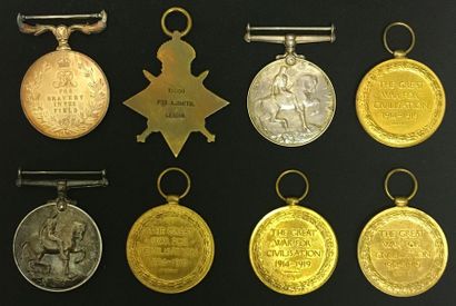 null United Kingdom - Set of eight medals in ordinary-size, without ribbons: a military...