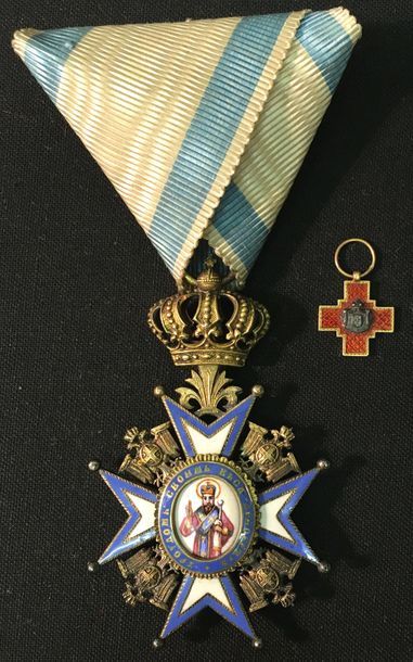 null Serbie - Ordre de Saint-Sava, fondé en 1883, croix de chevalier du premier type...
