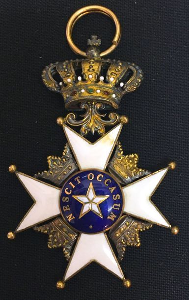 null Suède - Ordre de l'Étoile du Nord, croix de chevalier en or et émail, anneau...
