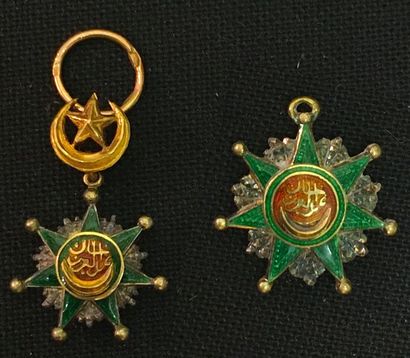 null Turkey - Order of the Osmanié, miniature star in vermeil, gold and enamel, eagle's...